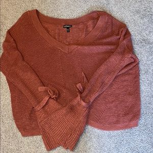 Express Loose V Bell Bow Sleeve Sweater